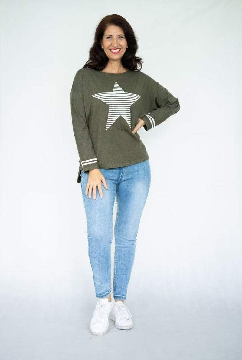 Olivia Stripe Star Print Knit Jumper