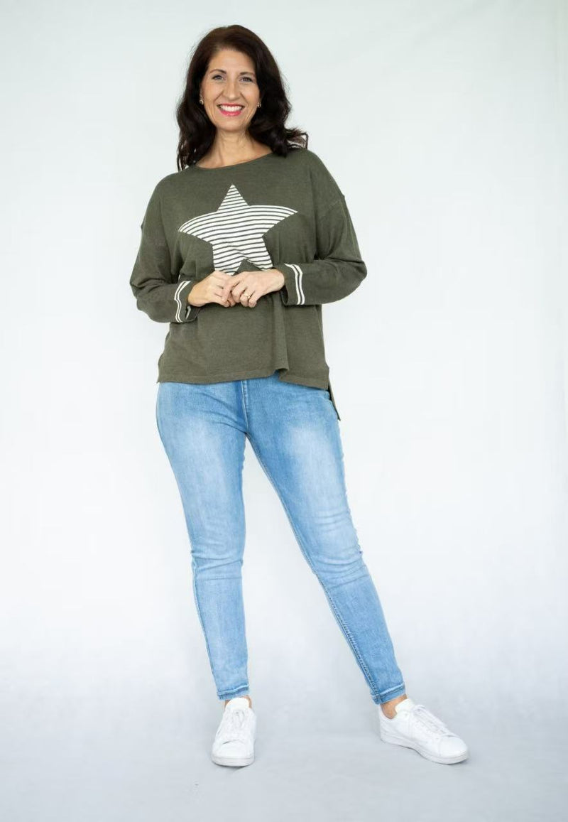 Olivia Stripe Star Print Knit Jumper