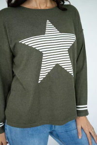 Olivia Stripe Star Print Knit Jumper