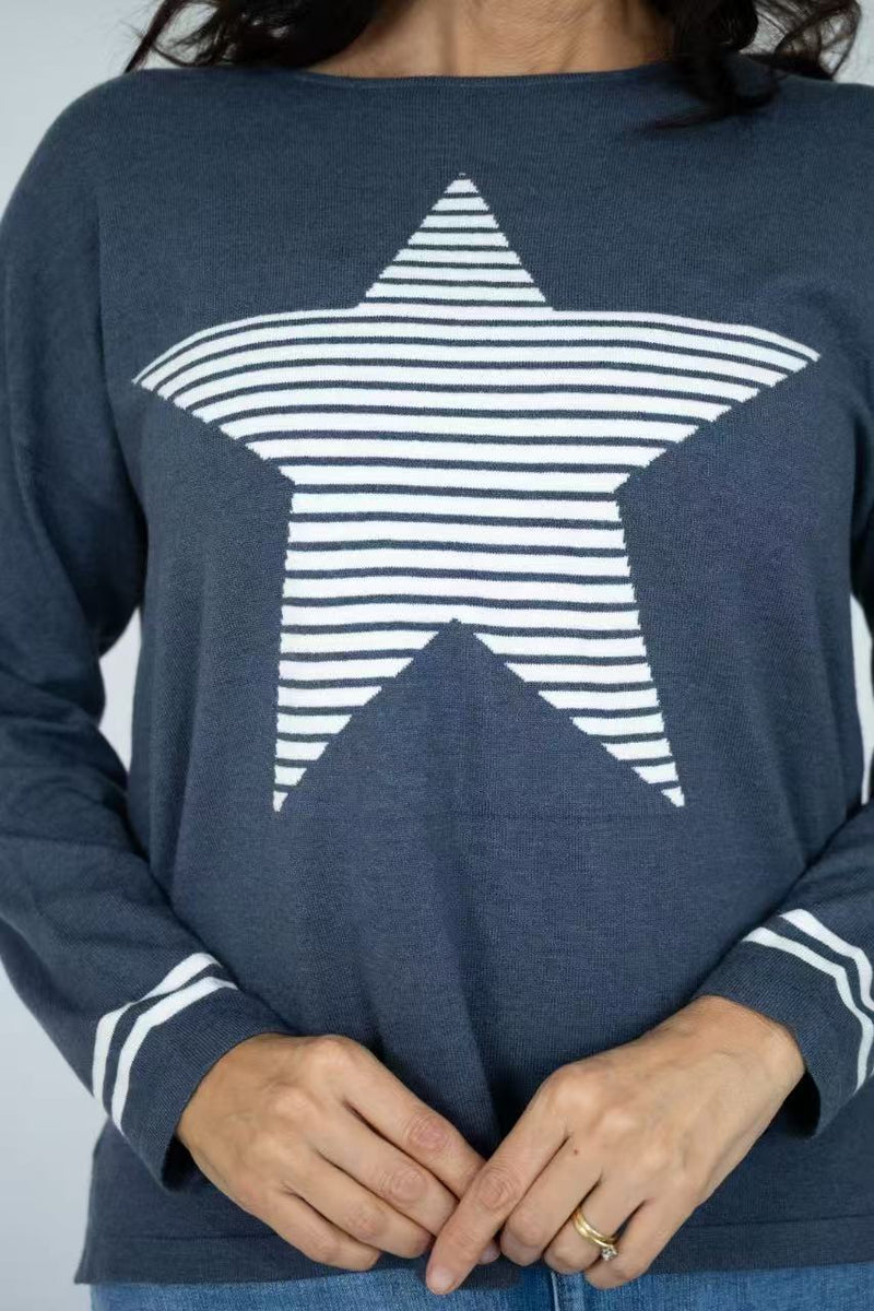 Olivia Stripe Star Print Knit Jumper