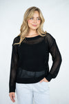 Rhea Crochet Knit Jumper.  Black Green