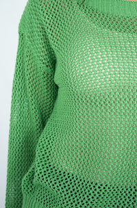 Rhea Crochet Knit Jumper.  Black Green