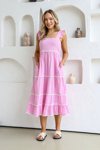 Gypsy Gingham Midi Dress