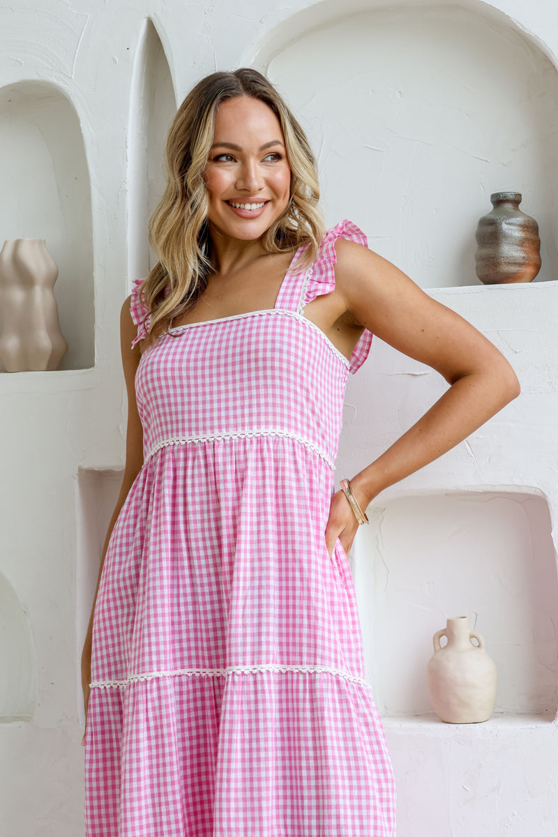 Gypsy Gingham Midi Dress