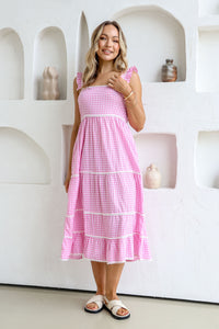 Gypsy Gingham Midi Dress