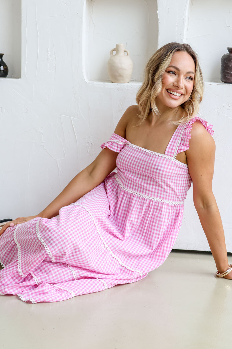 Gypsy Gingham Midi Dress