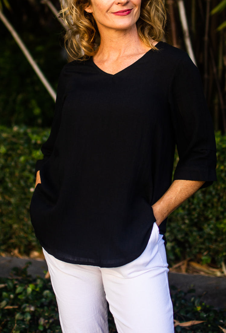 Kay Button top: Colours: White And Peach