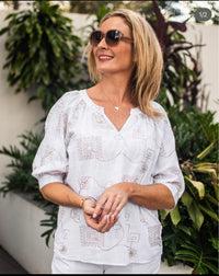 Layla Gold Embroidered Top