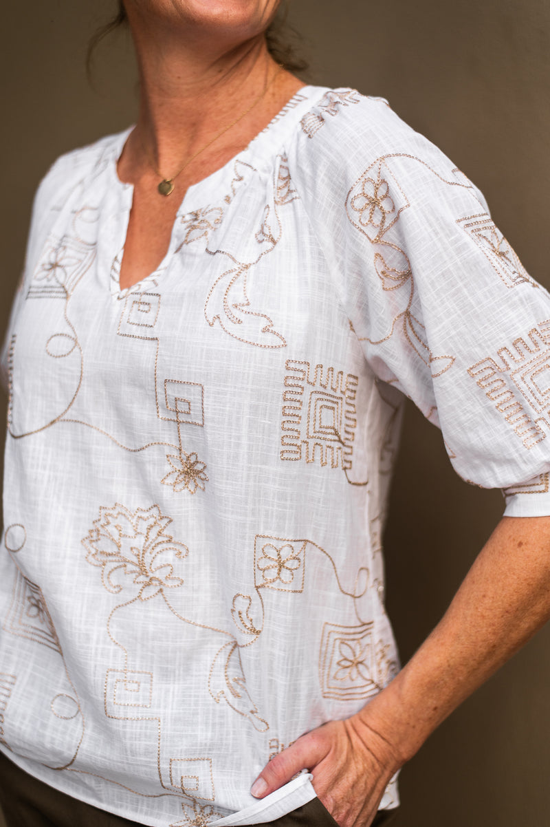 Layla Gold Embroidered Top
