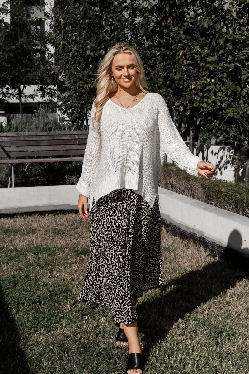 Penny Leopard Print Midi Skirt