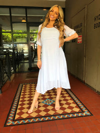 Wanda white  Midi Dress