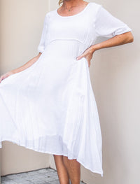 Wanda white  Midi Dress