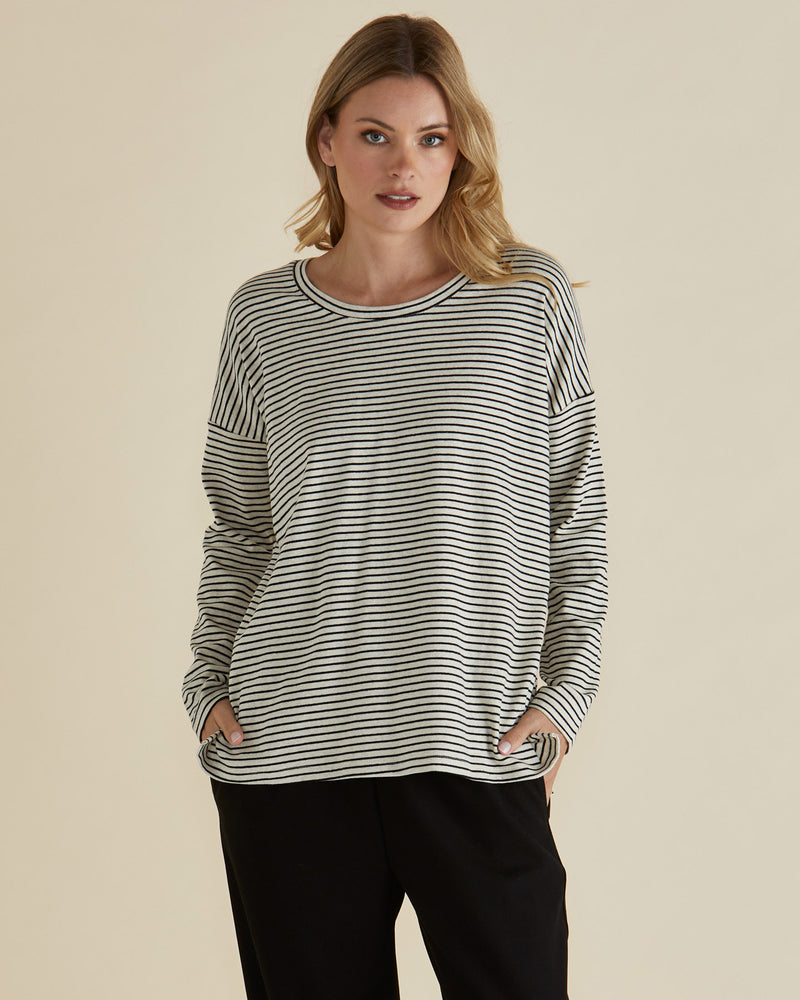Brixley Long Sleeve Top - Black Stripe