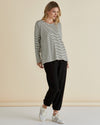 Brixley Long Sleeve Top - Black Stripe