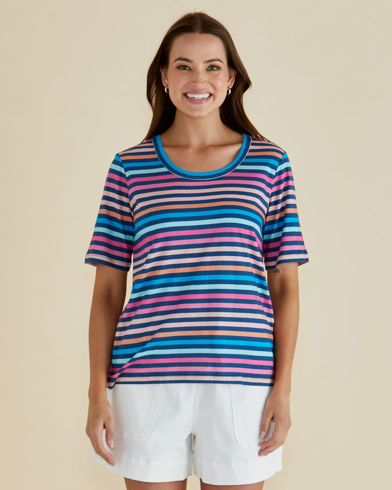 Riley Tee Multi Stripe
