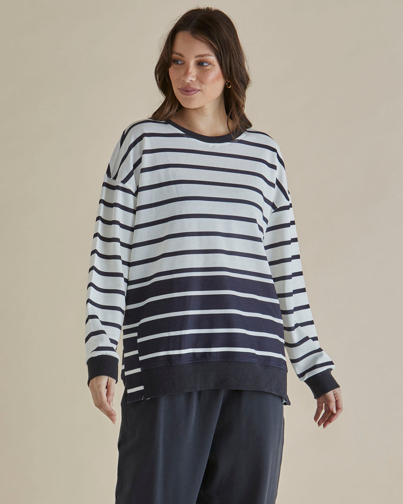 Easy Crew Sweat - Black/White Stripe