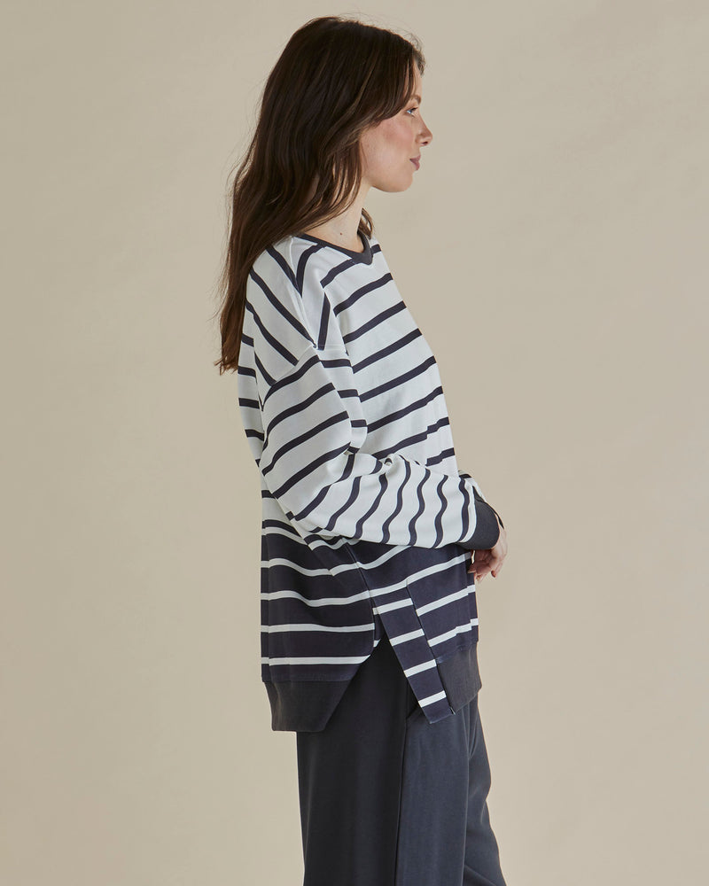 Easy Crew Sweat - Black/White Stripe