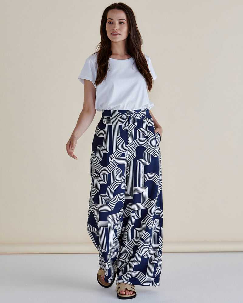 Zander Pants Navy Geo