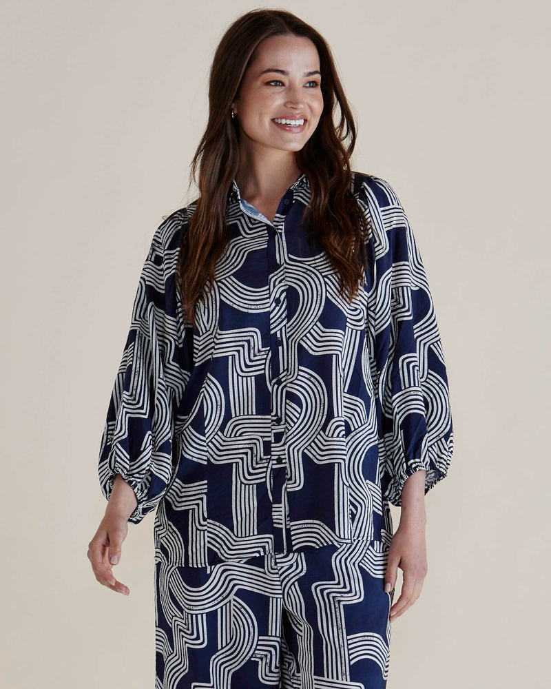 Rosalind Shirt Navy Geo
