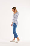 Brielle Bamboo V-Neck Tee - Snow Leopard