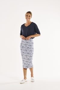 Penelope Reversible Skirt - Petrol/Snow Leopard