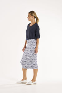 Penelope Reversible Skirt - Petrol/Snow Leopard