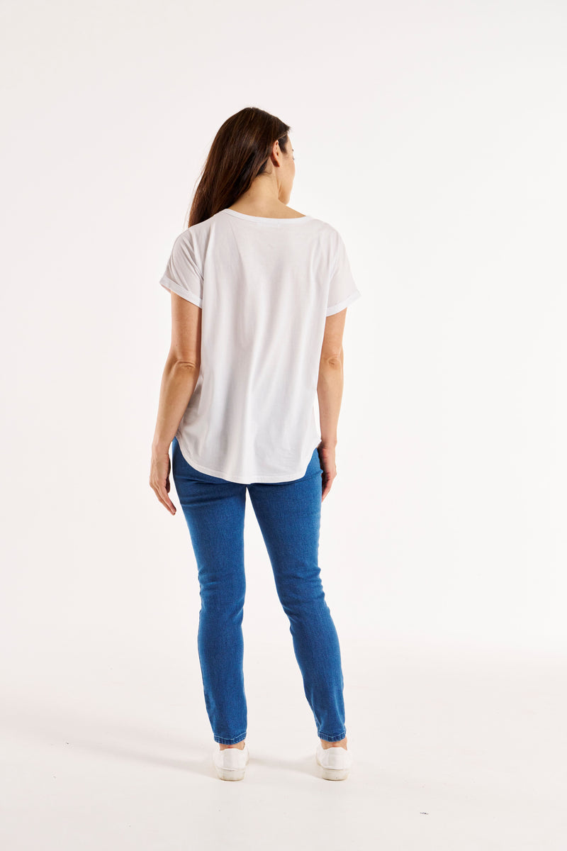 Hailey Short Sleeve Tee - White Studs