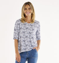 Brielle Bamboo V-Neck Tee - Snow Leopard