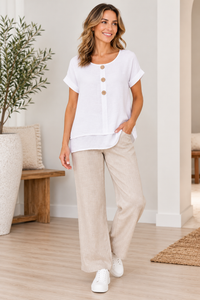 Regina Button Detail Top