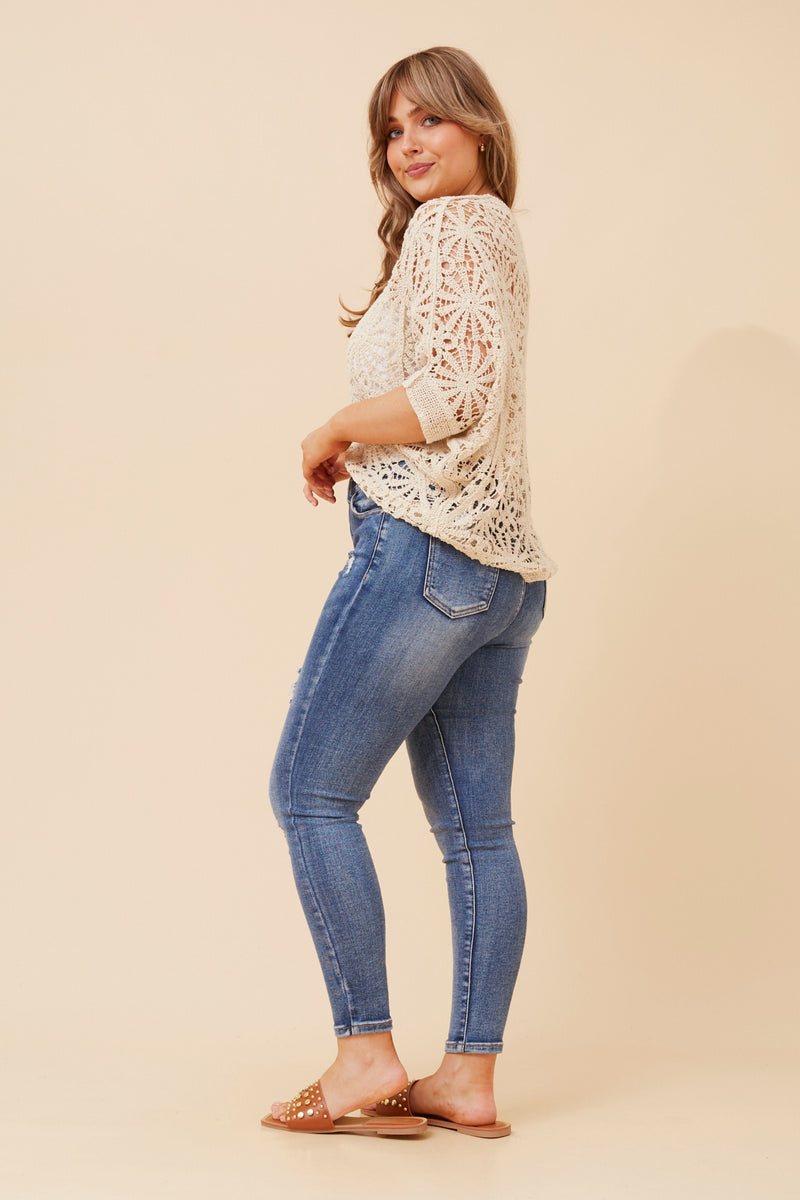 Azha Crochet Button Cardi