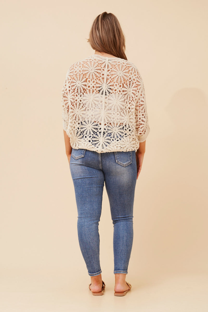 Azha Crochet Button Cardi