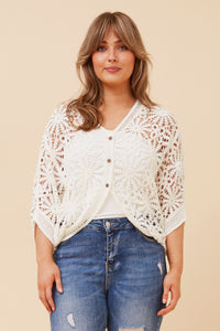 Azha Crochet Button Cardi