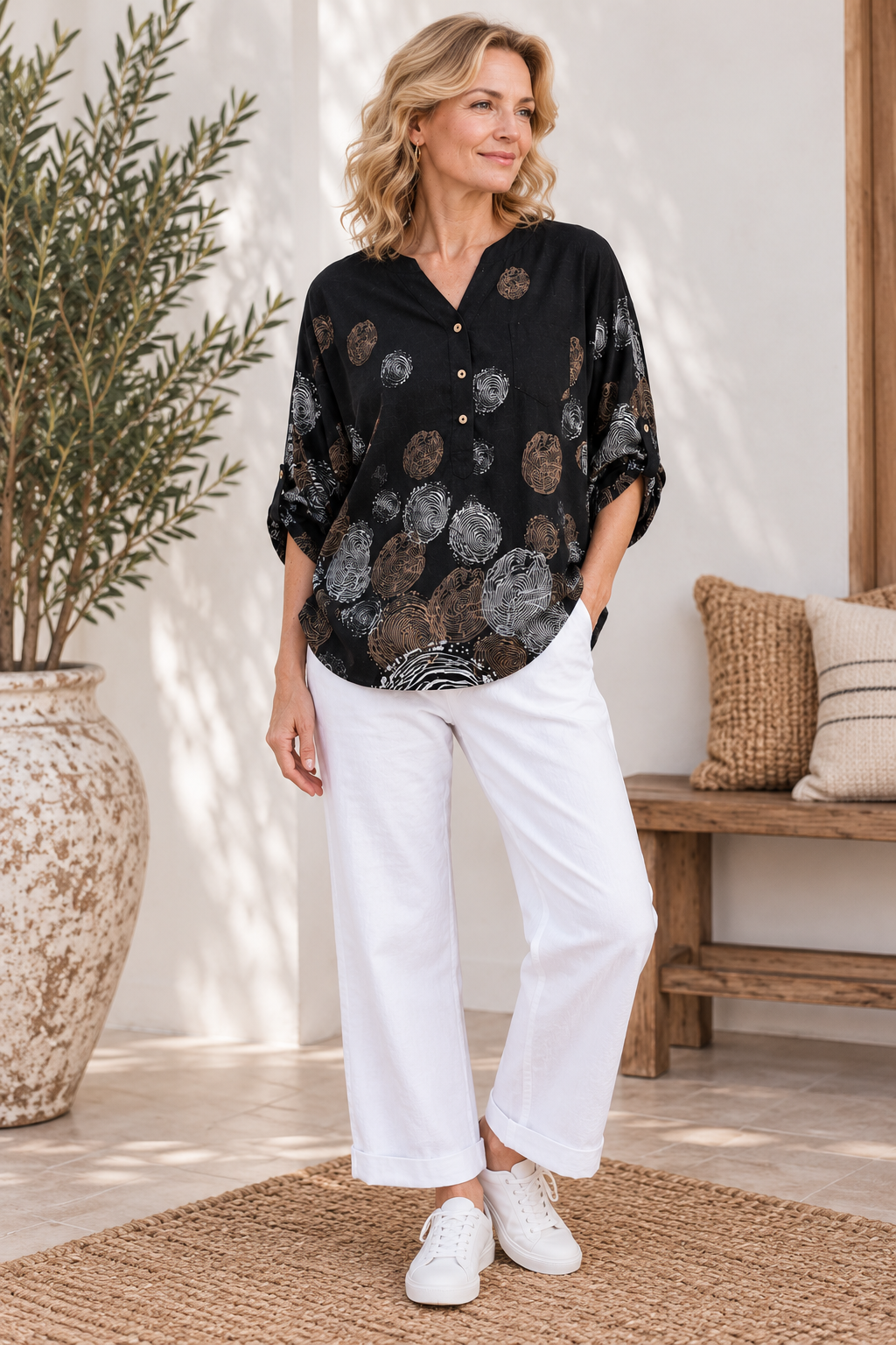 Wyn Abstract Print Top