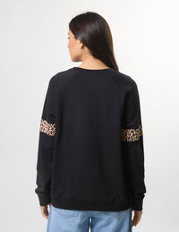 Stella + Gemma Classic Sweatshirt Silver Cross Leopard