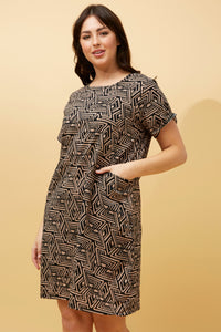 Trudy Geometric Print Shift Dress