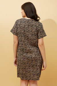 Trudy Geometric Print Shift Dress