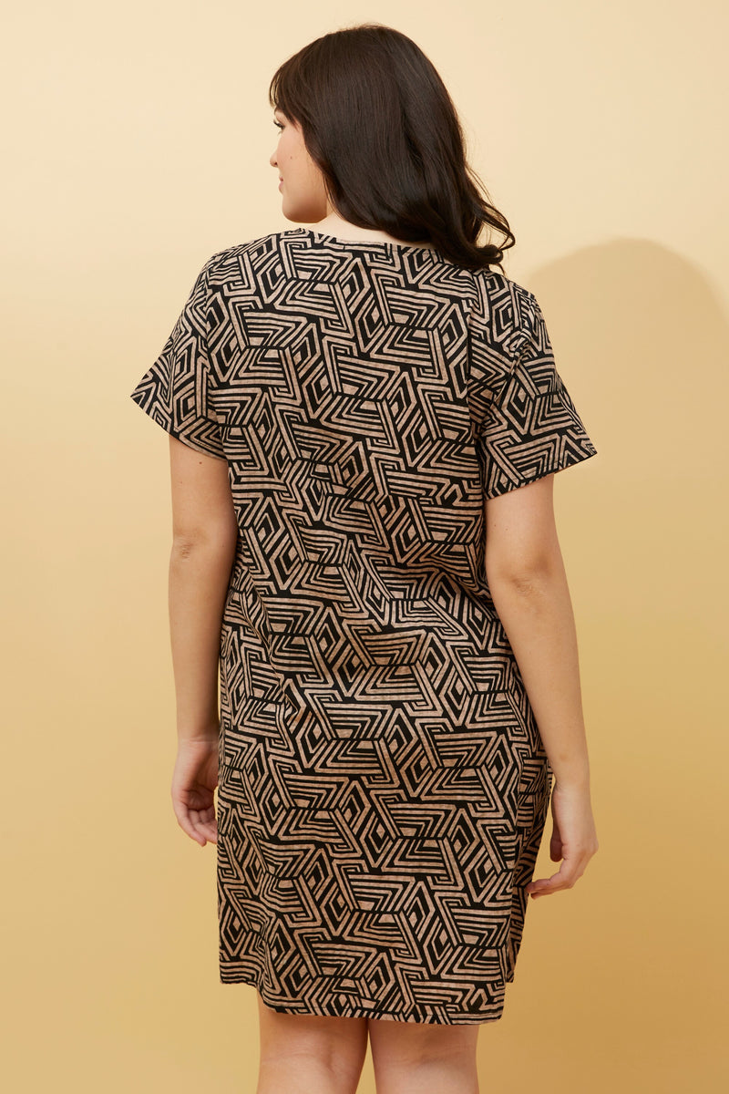 Trudy Geometric Print Shift Dress