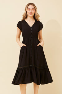 Megan Lace Trim Midi Dress