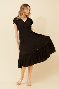 Megan Lace Trim Midi Dress