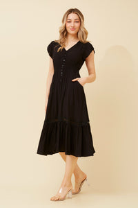 Megan Lace Trim Midi Dress