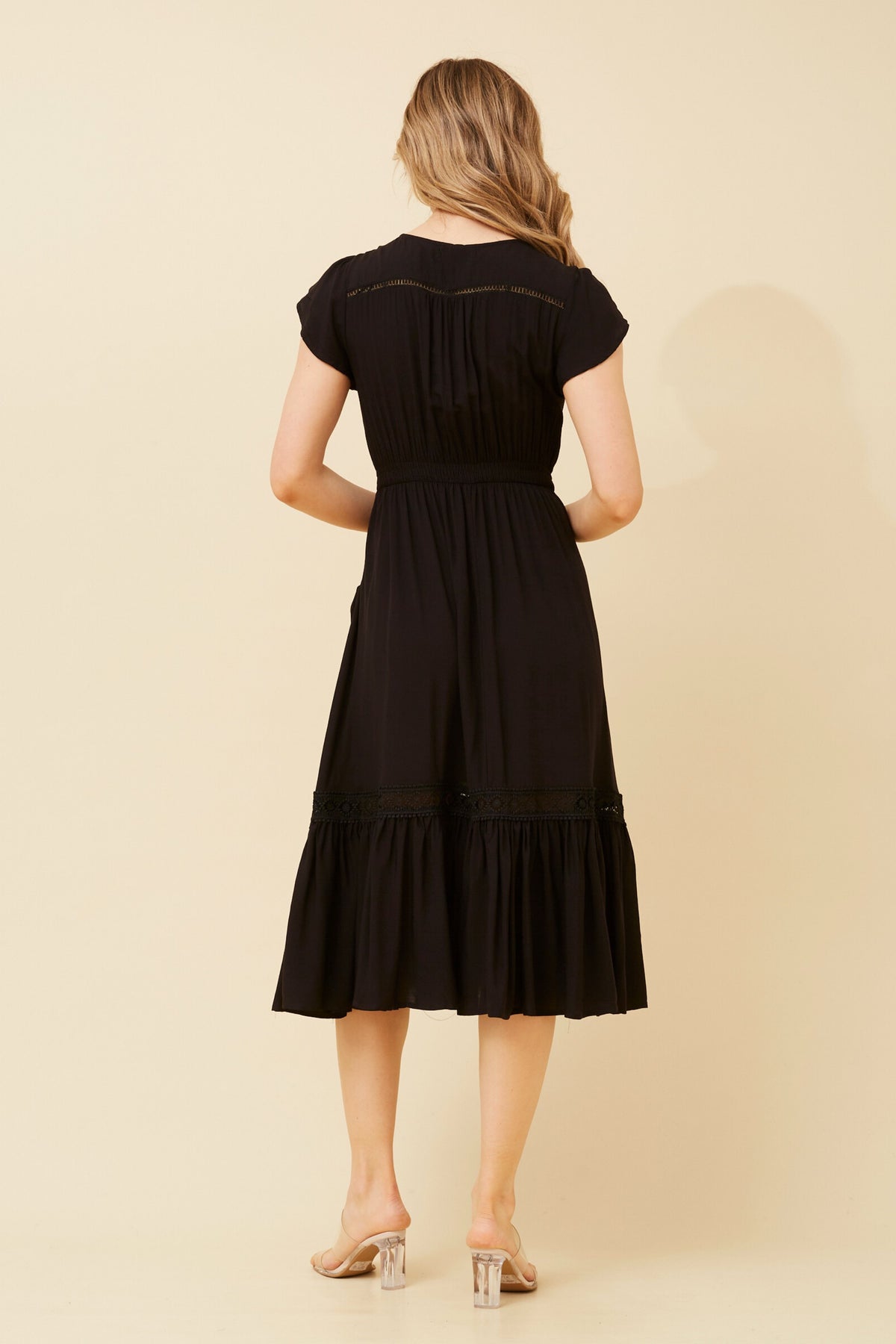 Megan Lace Trim Midi Dress
