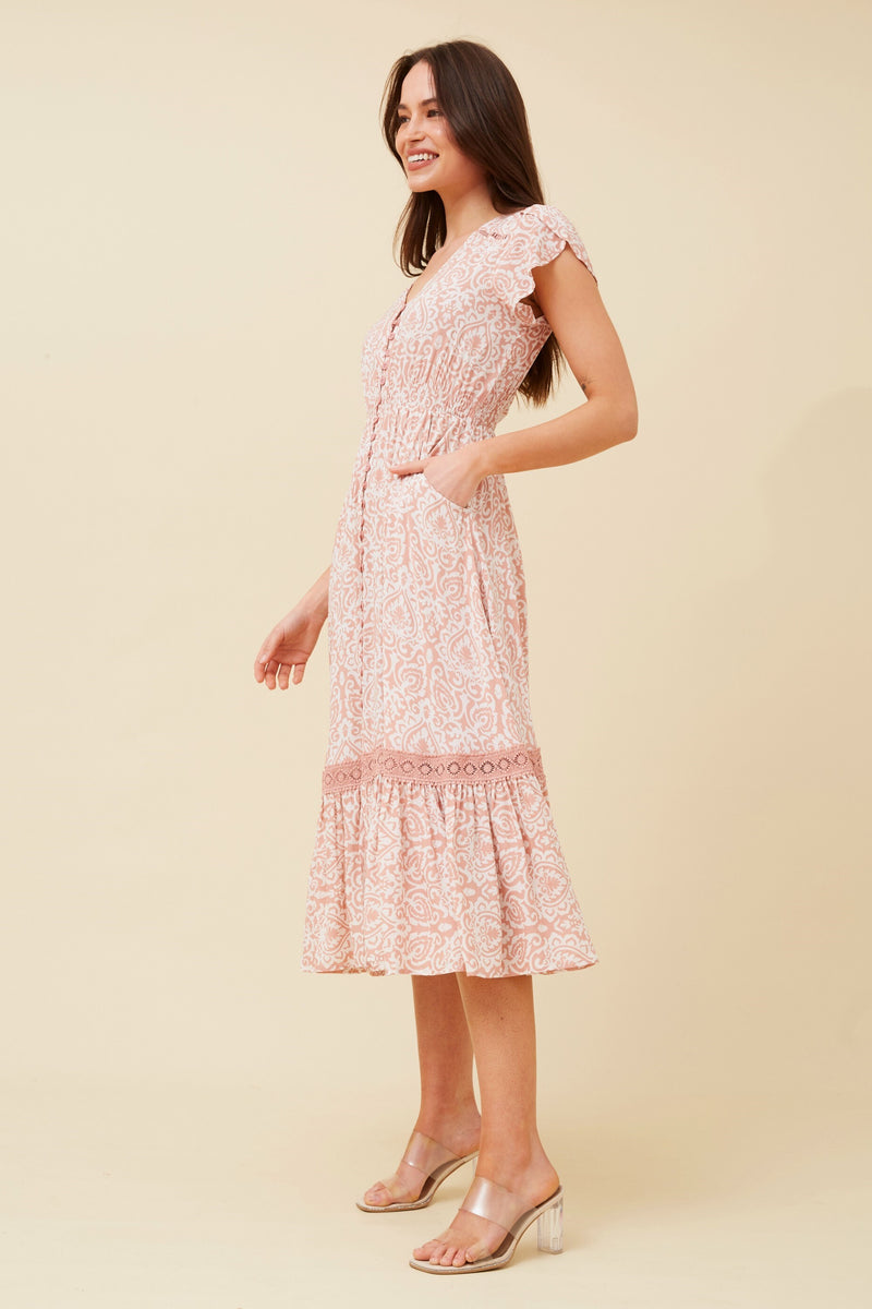 Evelyn Paisley boho Midi Dress