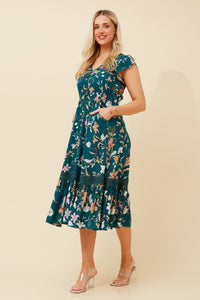 Megan Lace Trim Midi Dress -Floral