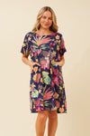 Trudy Floral Print Shift Dress Multi Navy