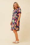 Trudy Floral Print Shift Dress Multi Navy