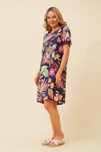 Trudy Floral Print Shift Dress Multi Navy