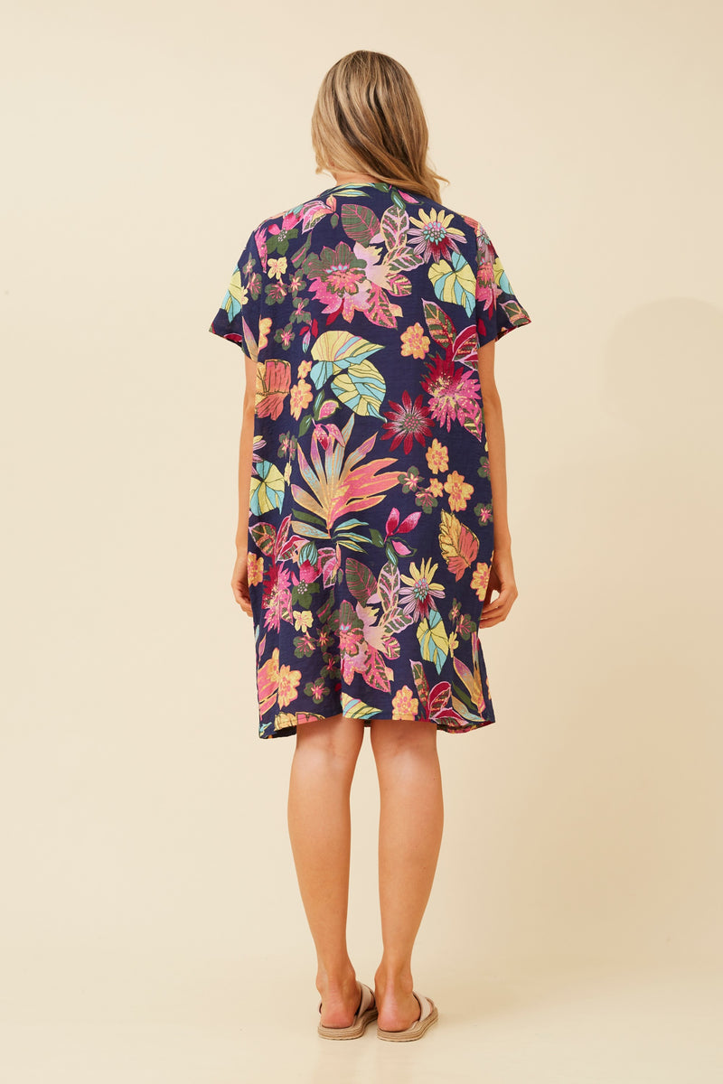 Trudy Floral Print Shift Dress Multi Navy