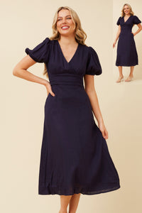 Gaby Midi Dress Navy and Rust