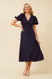 Gaby Midi Dress Navy and Rust