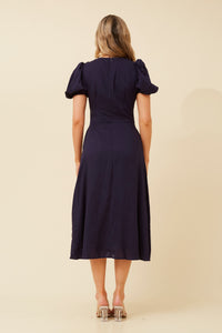 Gaby Midi Dress Navy and Rust